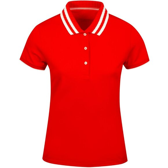 T-135. Tory Burch Tory Sport Pleated Collar Polo Red Medium - Picture 2 of 3